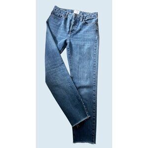 SEZANE Hi Rise Button Fly Straight Leg Raw Hem Jean Size 27